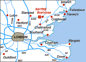 Map of London and East with Rayne
