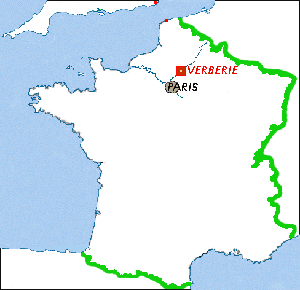 Map of France with Verberie